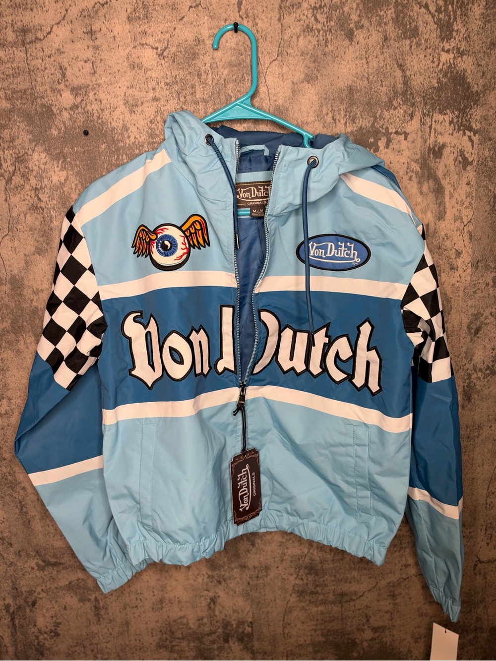 Von Dutch Blue & Light Blue Racing Hooded Windbreaker